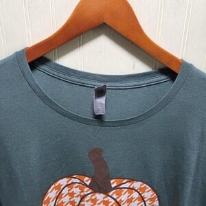 Instant Message Shirt Womens Plus 1XW Green Short Sleeve Pumpkin Halloween Top